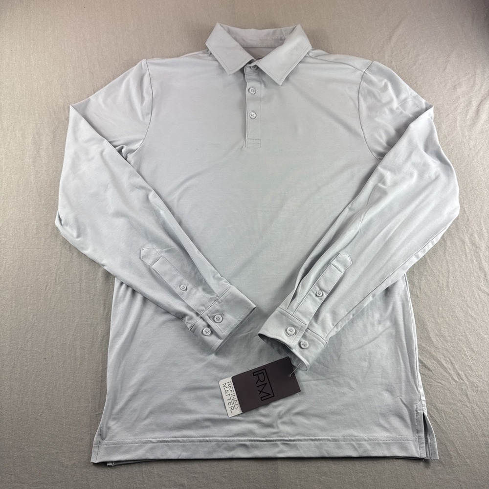 Refined Matter Golf Polo Mens S Blue Long Sleeve Stretch Performance Shirt NEW